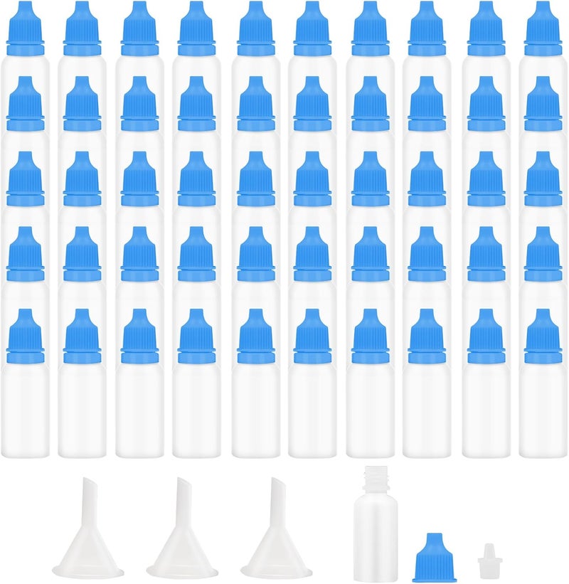 Bcautay 50Pcs Small Empty Squeeze Dropper Bottles Plastic Thin Tip Dropper Bottles 15ML Portable Squeezable Liquid Dropper with Cap and Plug for Oil Liquid Storage (Blue) - Image 1